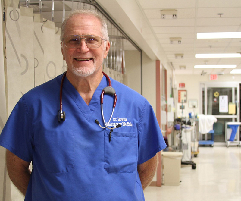 Dr. Monty Downs stands in the Wilcox Emergency Department