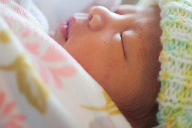 Close up of sleeping infant.