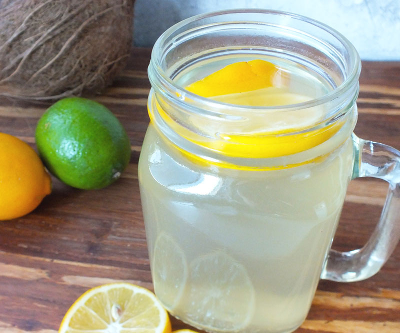 Water jug with slice of lemon