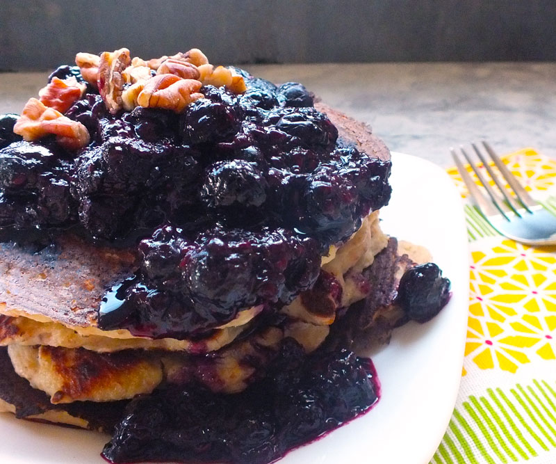 Pecan & Almond Pancakes with Fresh Berry Compote