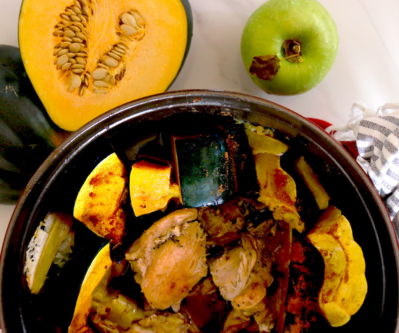 One-Pot Roasted Chicken with Acorn Squash