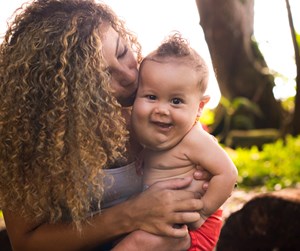 Allesha Groom with her happy, healthy son Piercen.