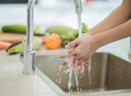 Make proper hand-washing part of your food prep.