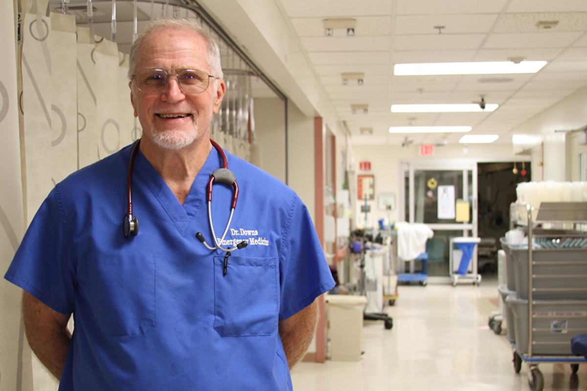 Dr. Monty Downs stands in the Wilcox Emergency Department