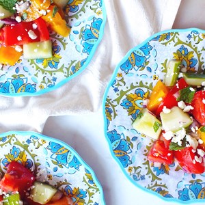 Serve this tomato, cucumber & feta summer salad as a side during your next outdoor cookout, or enjoy it solo as a light midday snack 🍅 ...