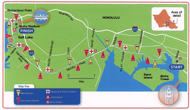 Great Aloha Run race course map