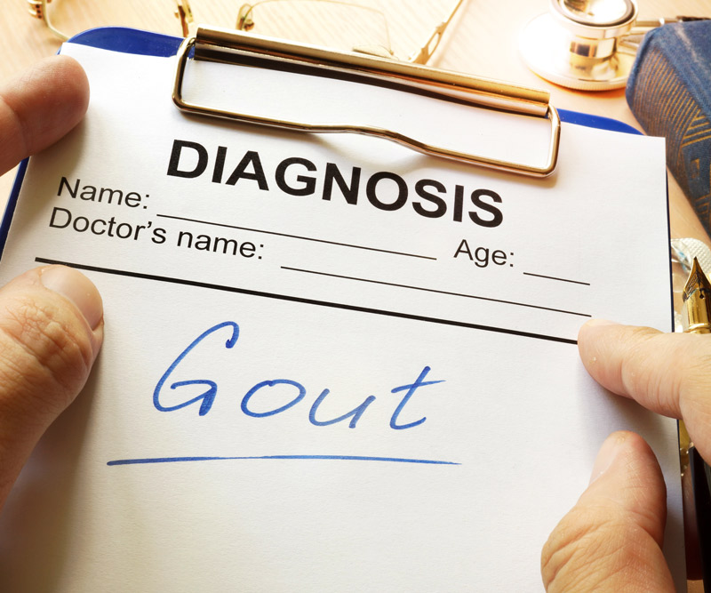 gout written on a medical form
