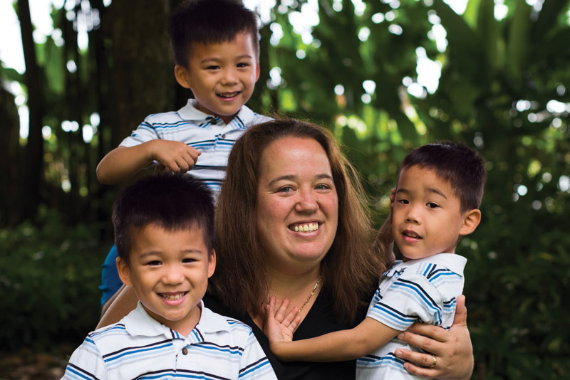 Kehaulani Lee with sons Benjamin, Dominic and Connor