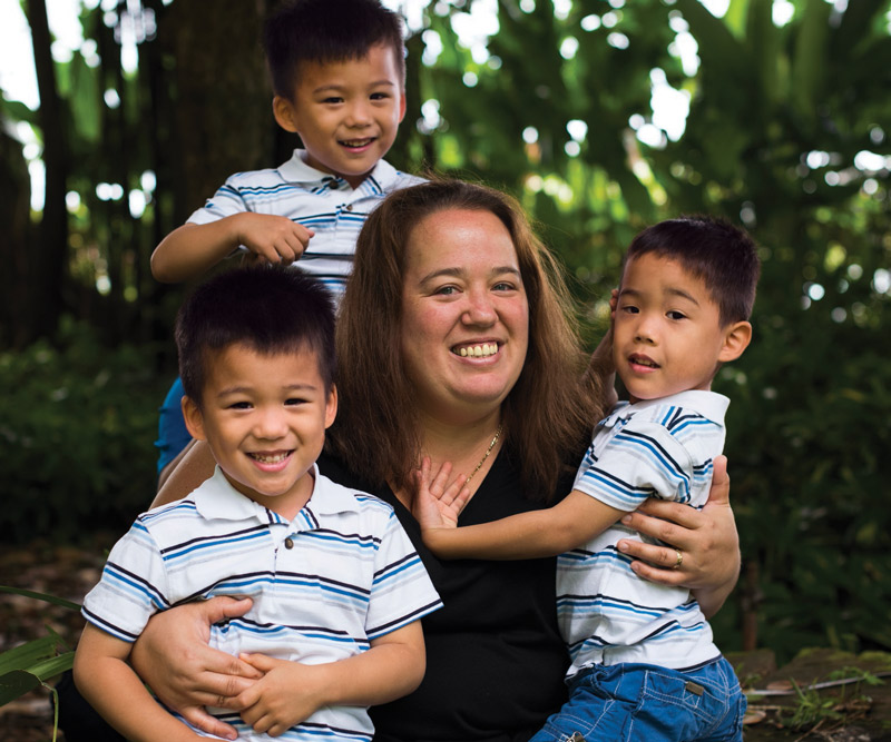 Kehaulani Lee with sons Benjamin, Dominic and Connor