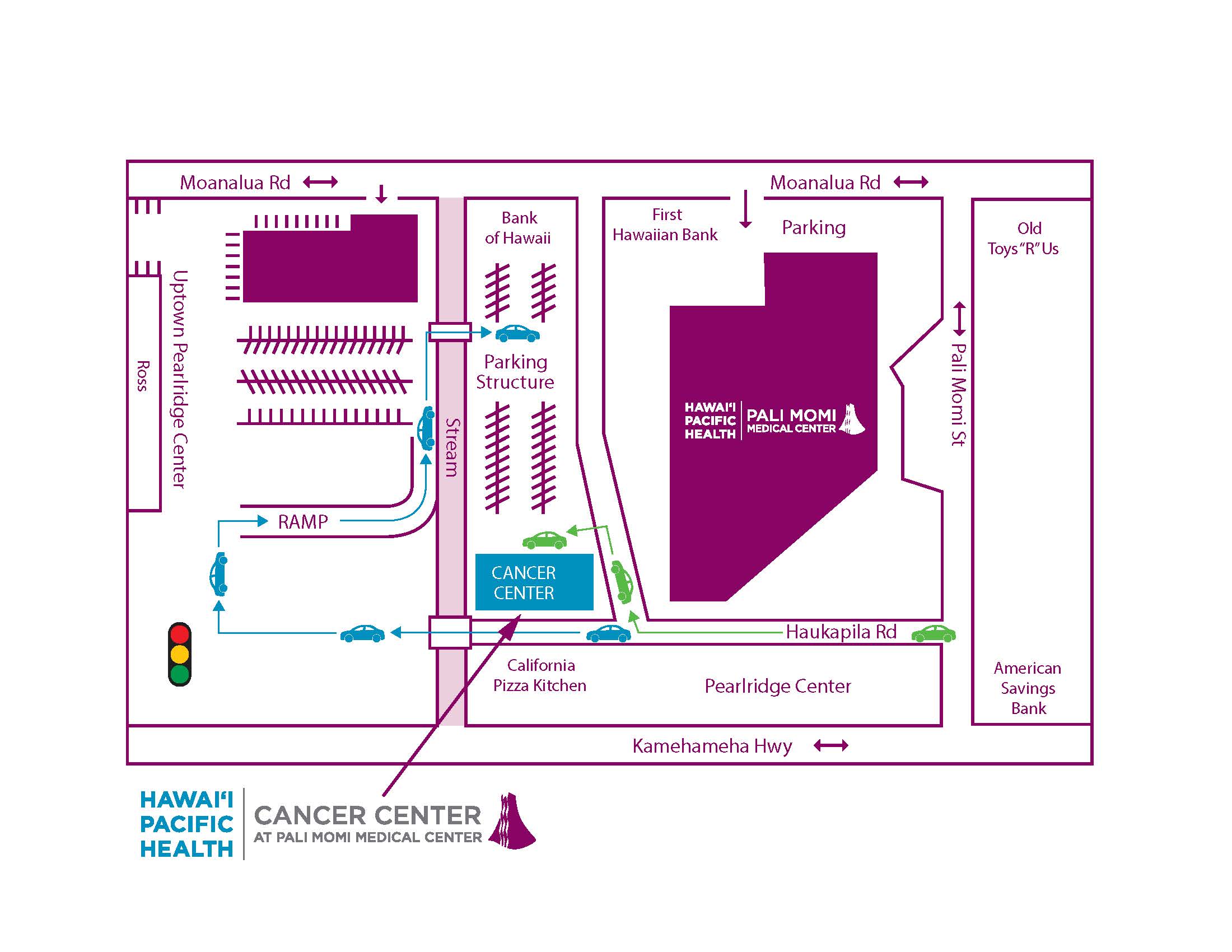 Pali Momi Cancer Center parking map