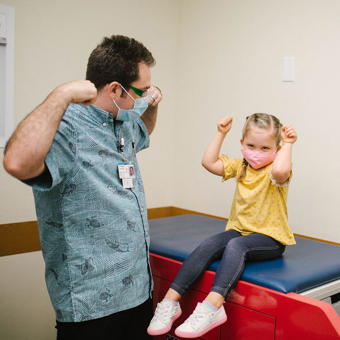 Dr. Lynch with patient