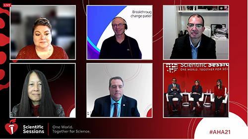 Screenshot of virtual panel members in six squares