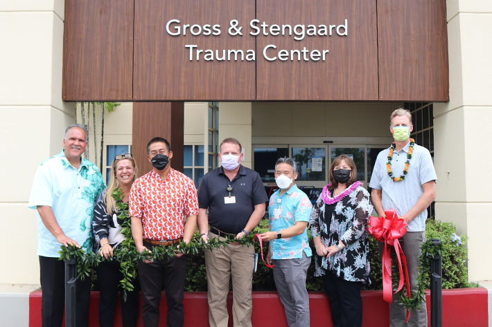 Group shot in front of new Wilcox Medical Center Emergency Department