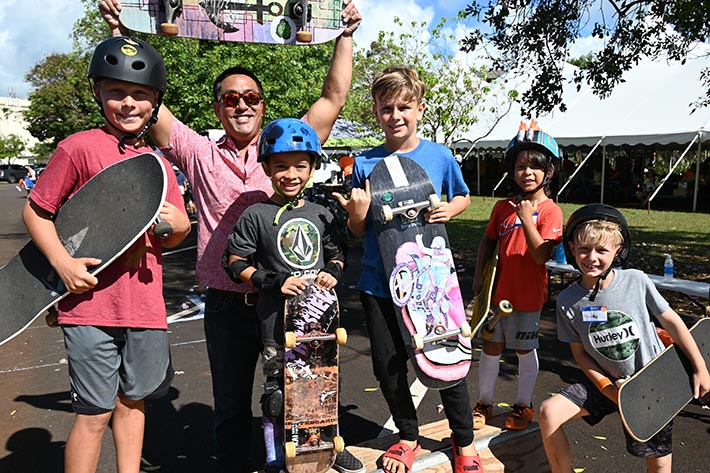 group of skateboarders