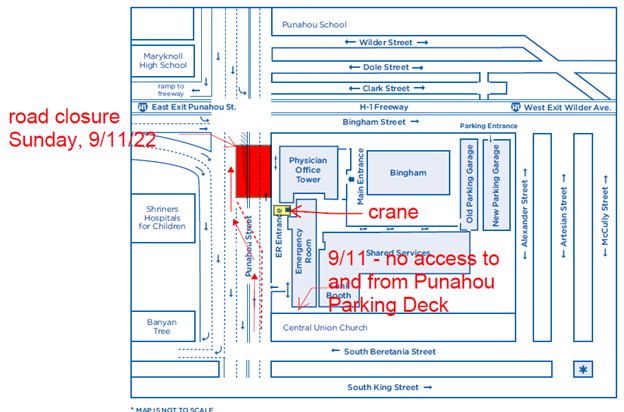 Map showing road closures news Kapiolani Medical Center