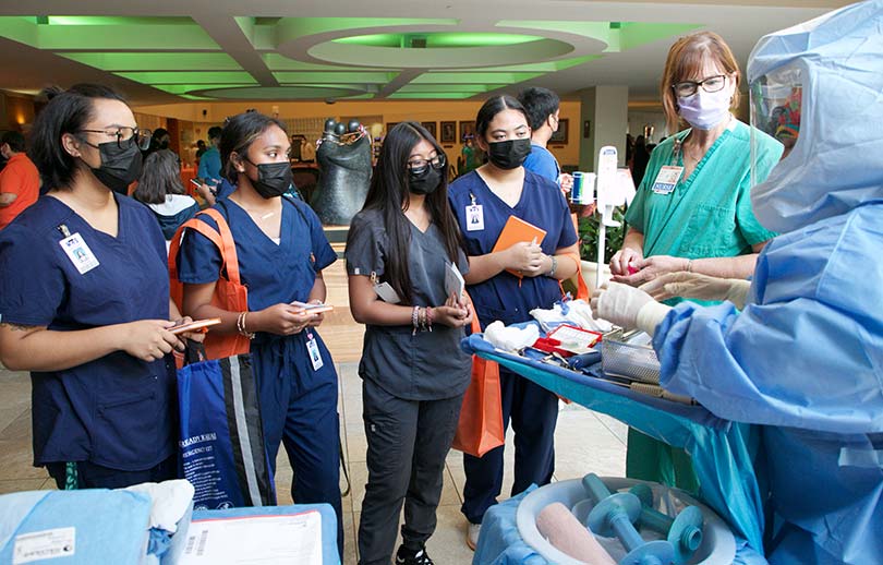 Students at a demonstration at the Wilcox Health Career Fair