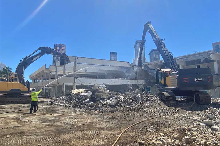 Building demolition on the site of the new Straub Medical Center campus