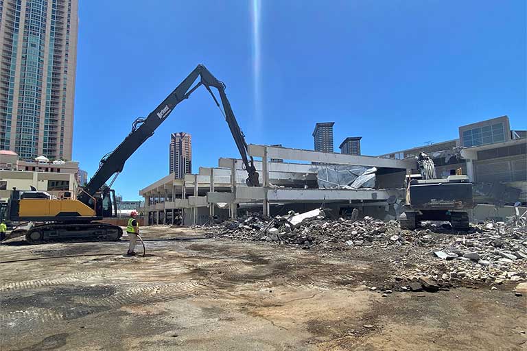 Building demolition on the site of the new Straub Medical Center campus