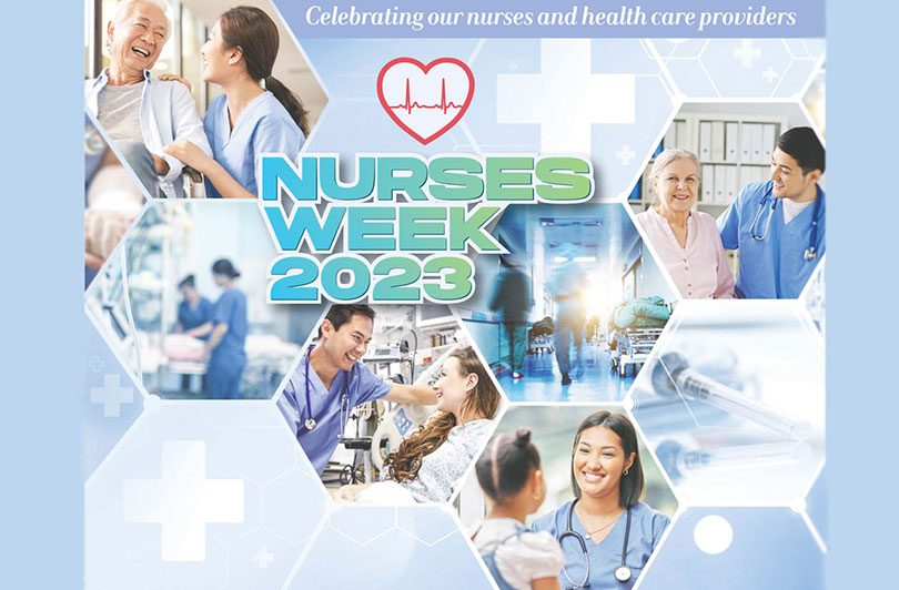 Cover of Nurses Week publication showing collage of nurses in action.