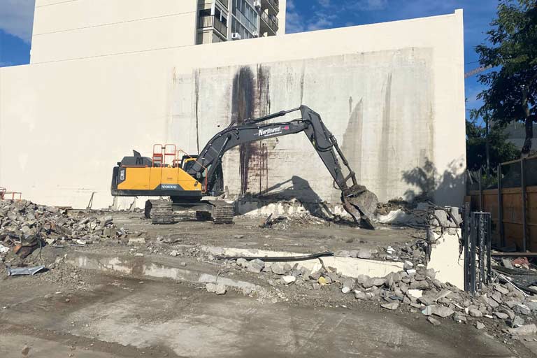 Excavator completes demolition complete at the former Physical Therapy and Occupational Therapy Health Services building on 800 South King Street.
