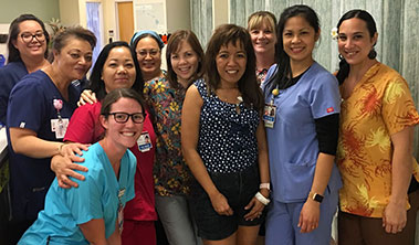 Group shot of breast cancer survivor's healthcare support team.