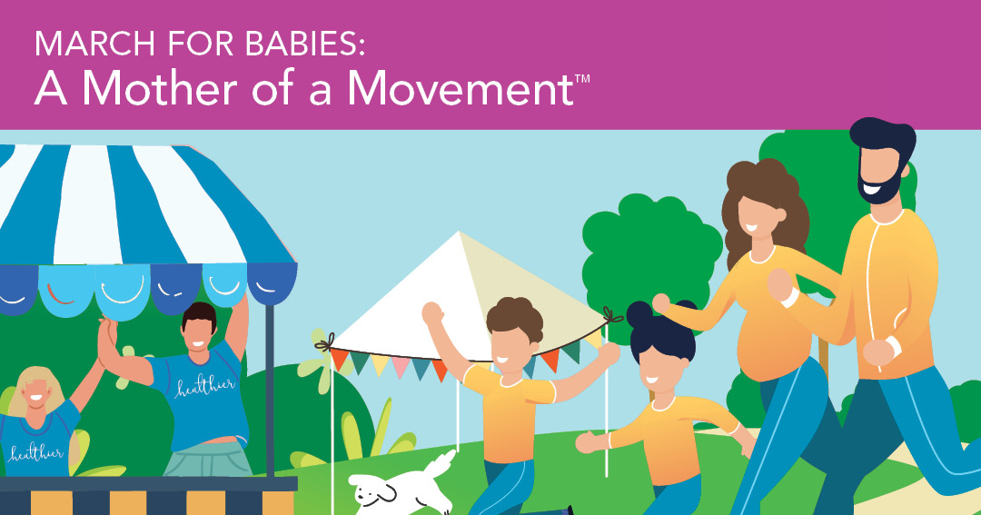 Illustration of a family of 4 running in a park.