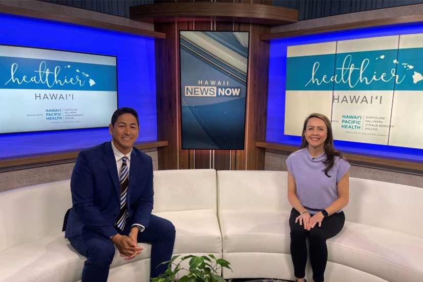 Registered Nurse Amy Chong on the set of Hawaii News Now with news anchor Steve Uyehara.