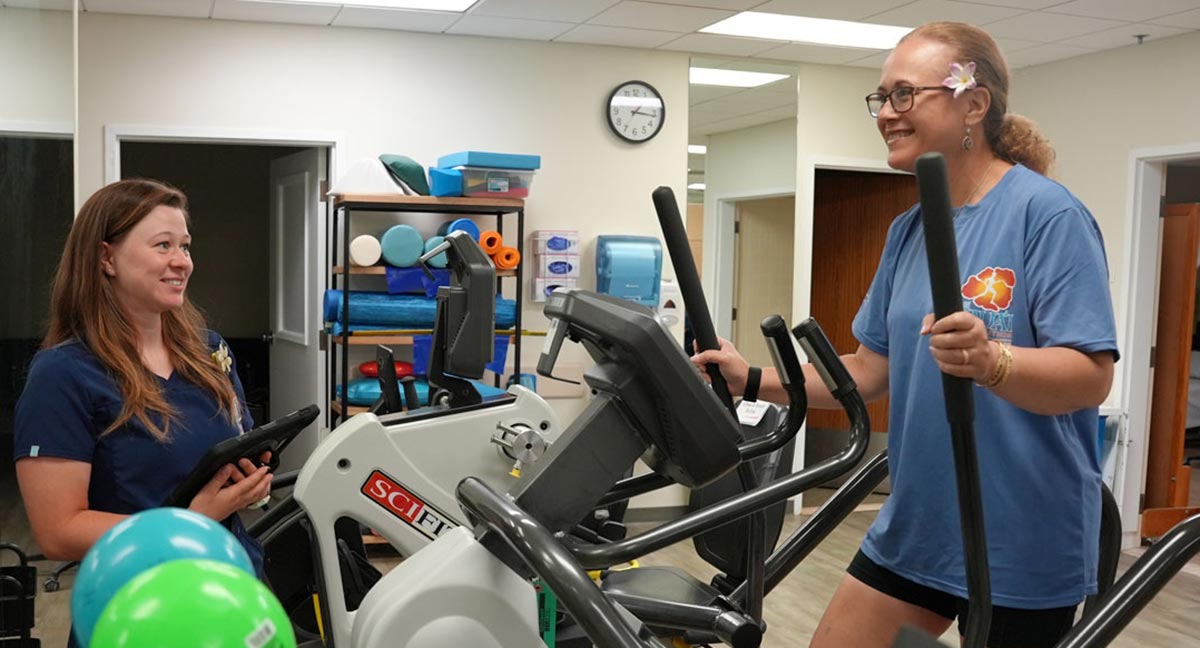 Cardiac Rehab patient on an exercise machine.