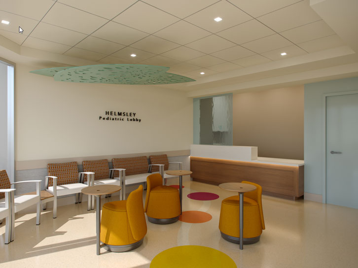 Artist rendering of the pediatric lobby in the new Martha B Smith Cancer Infusion Center.