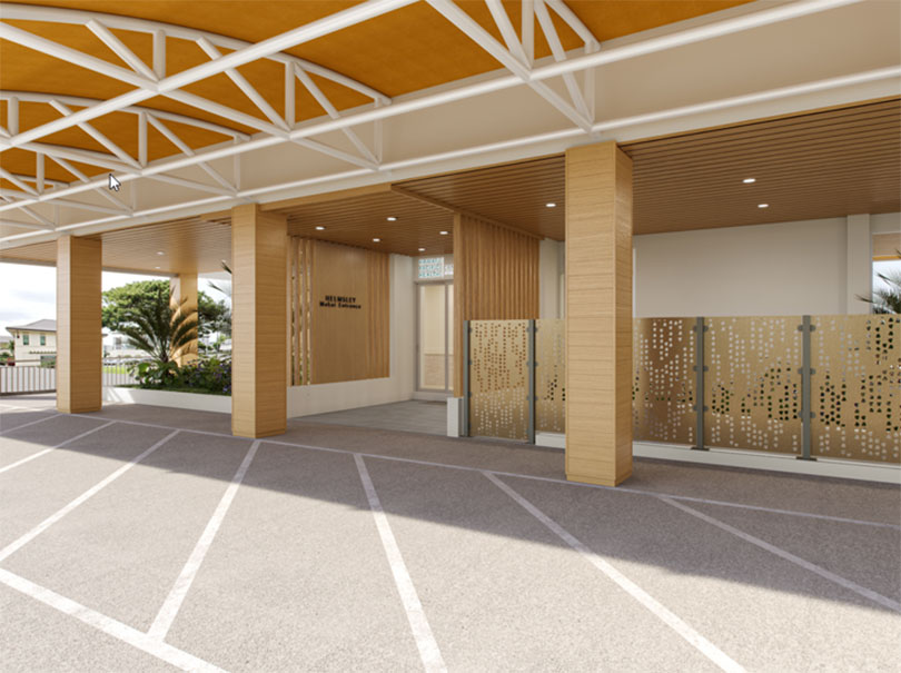 Artist rendering of the entrance of the new Martha B Smith Cancer Infusion Center.