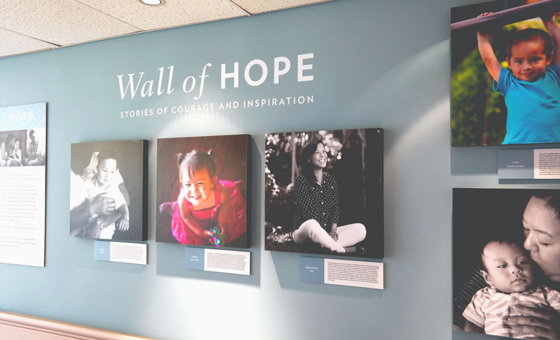 Wall of Hope written wall of patient photos