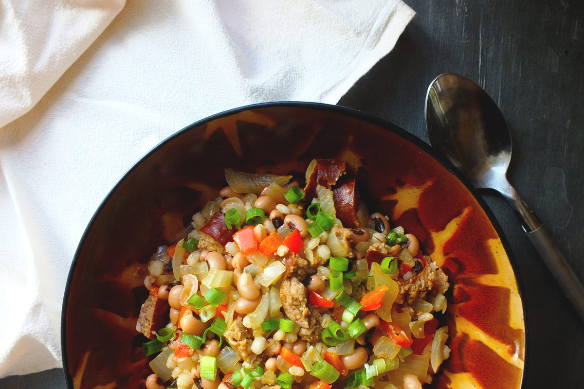 Barley Hoppin’ John with Turkey Kielbasa