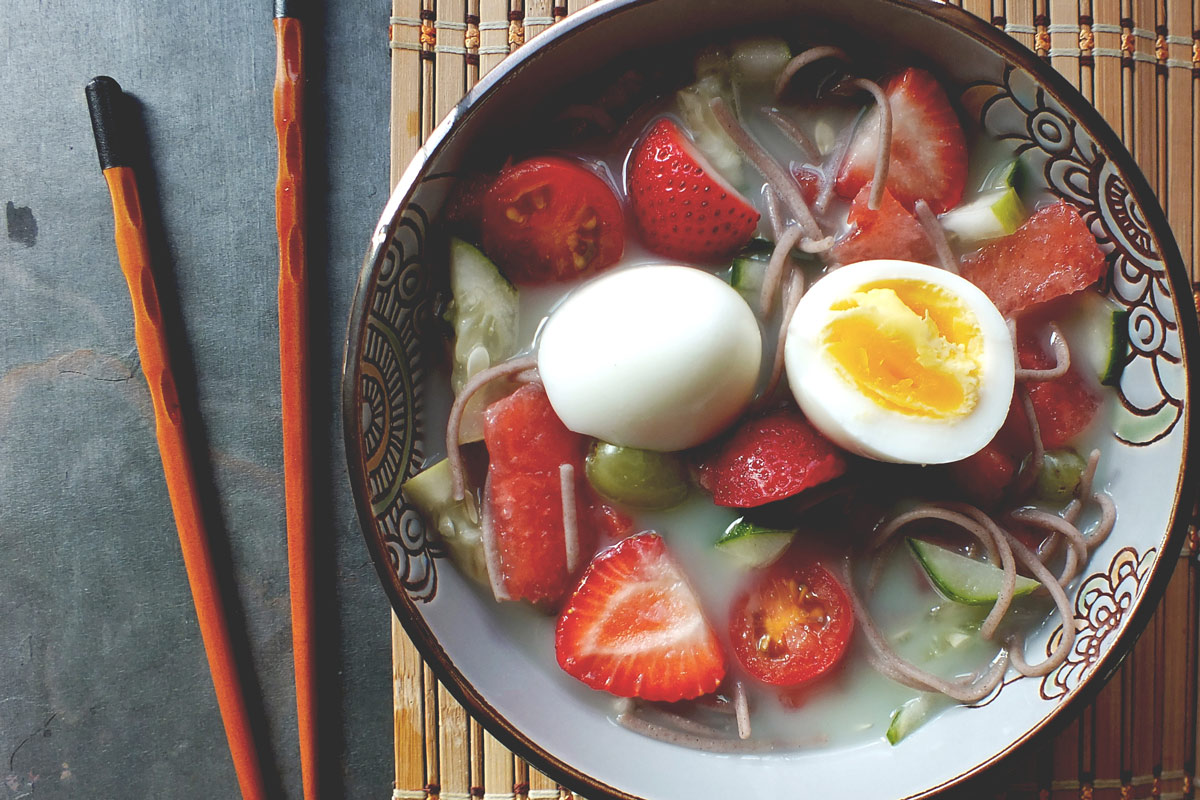 bowl of Chilled Soy Noodle Soup