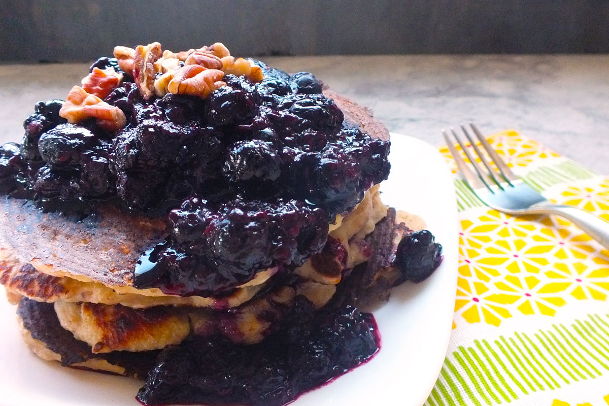 Pecan & Almond Pancakes with Fresh Berry Compote