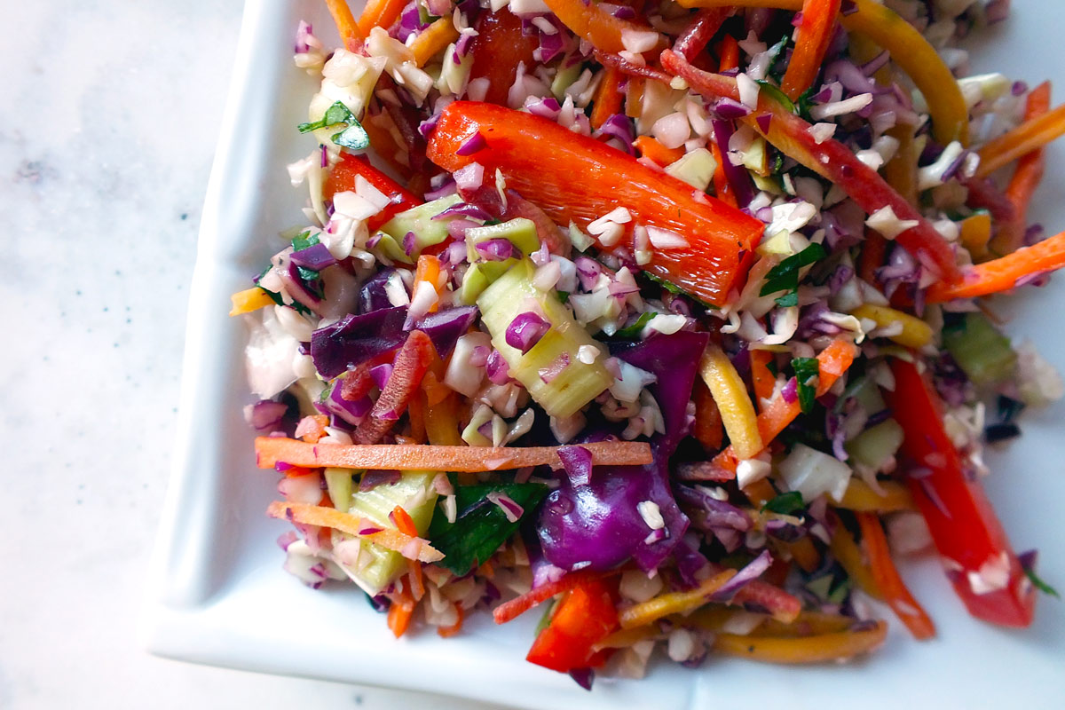 Rainbow Coleslaw in plate