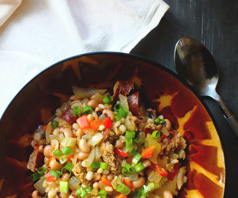 Barley Hoppin’ John with Turkey Kielbasa