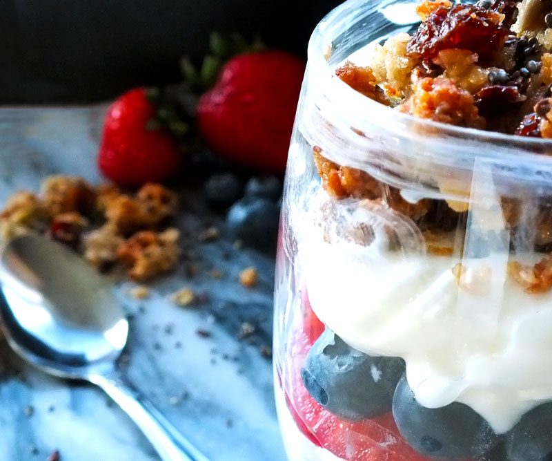 Fruit & Yogurt Parfait in glass