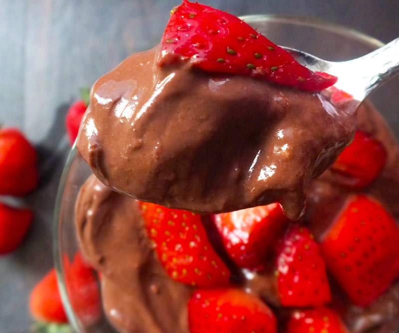 Chocolate Pudding with Strawberries