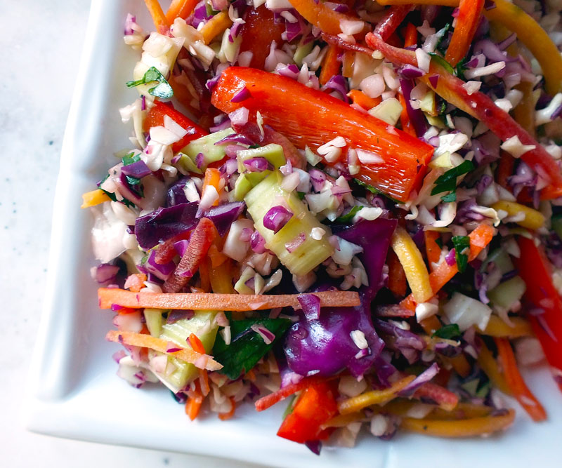 Rainbow Coleslaw in plate