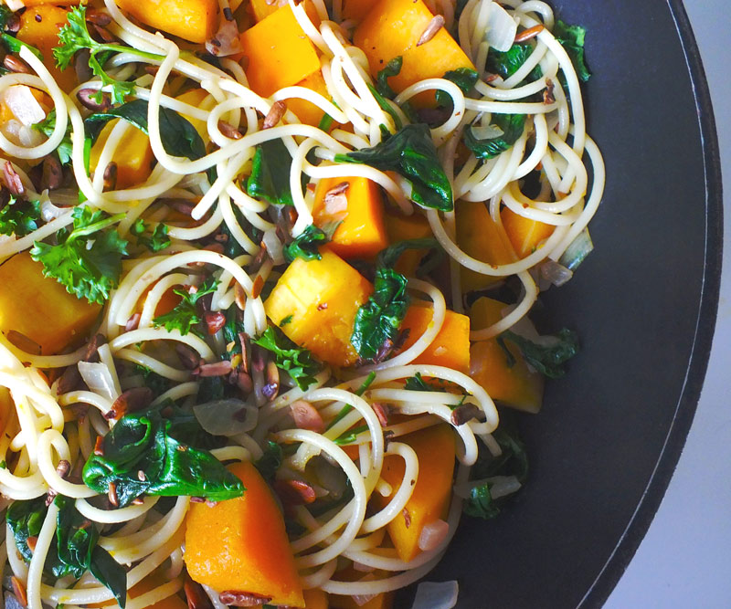 Simple Pasta with Butternut Squash & Spinach