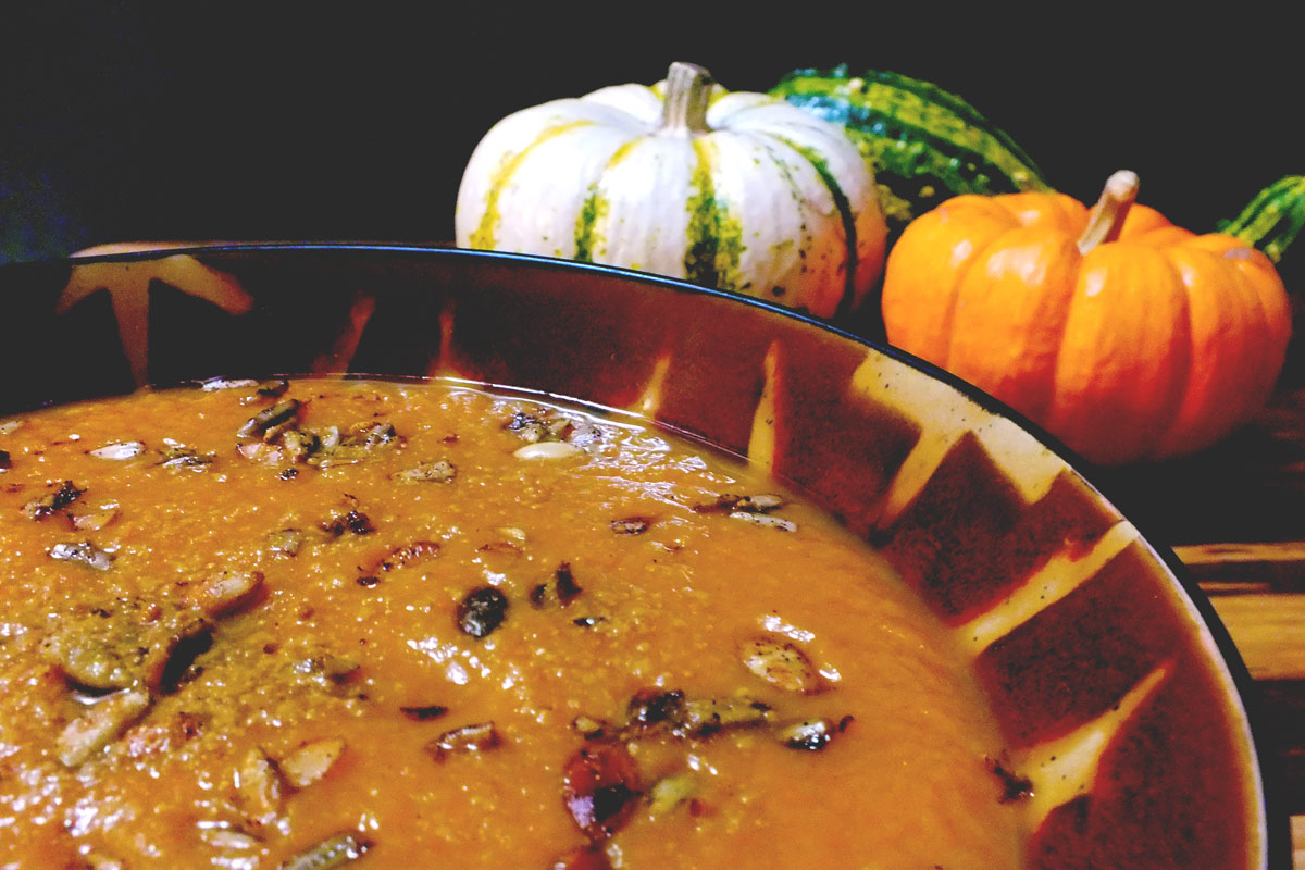 Cinderella Pumpkin Soup in bowl