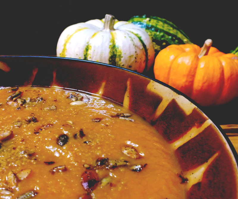 Cinderella Pumpkin Soup in bowl