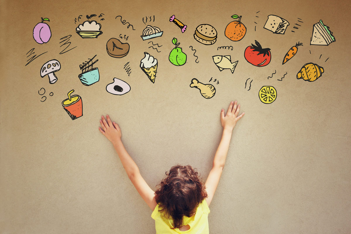 Child reaching out to candies wall art