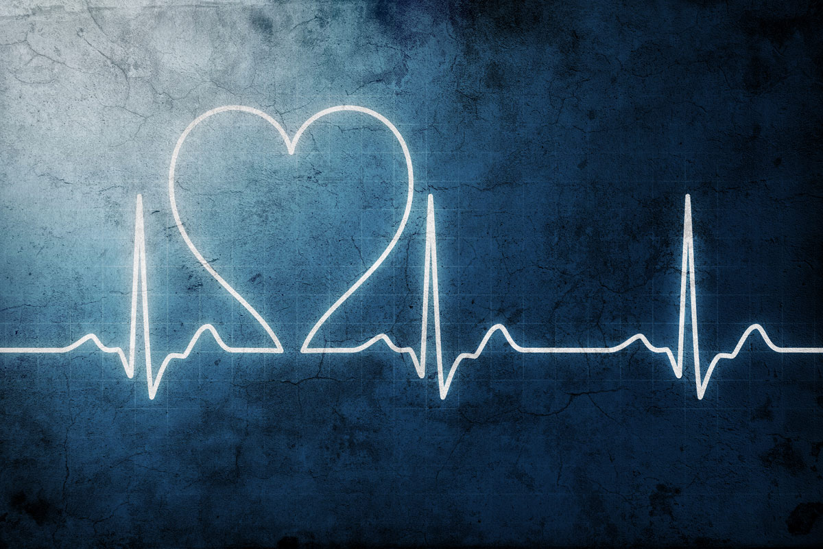 An ekg monitor with a representative heart image