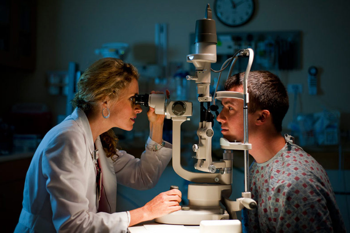 patient getting their eyes checked