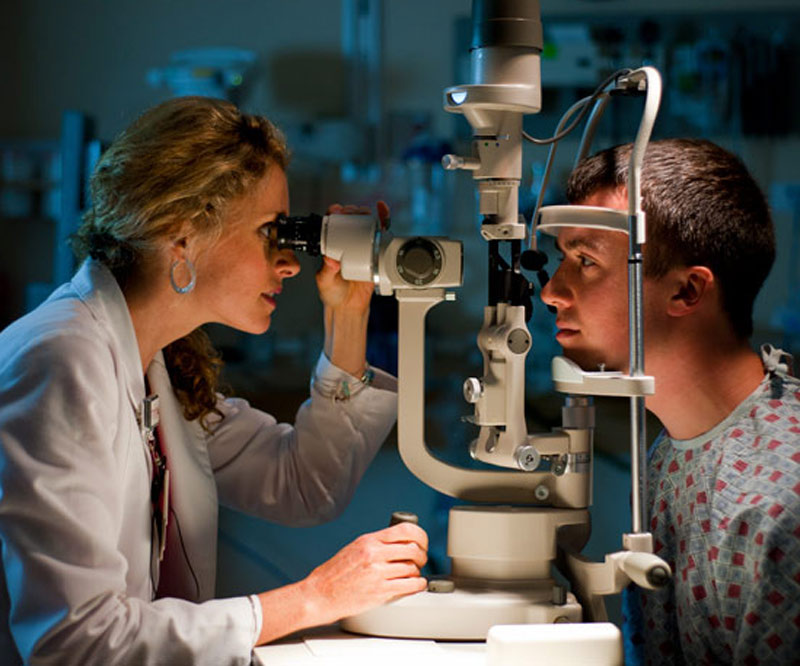 patient getting their eyes checked