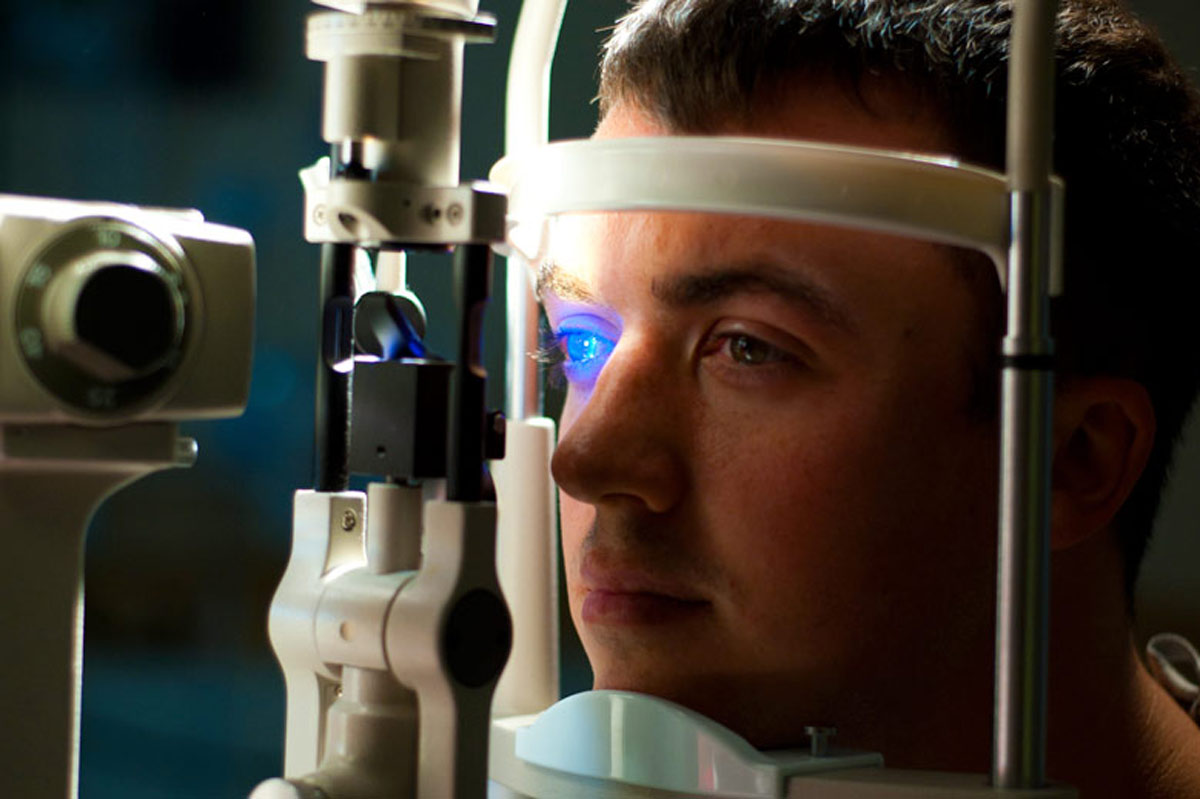 Man getting his eyes examined