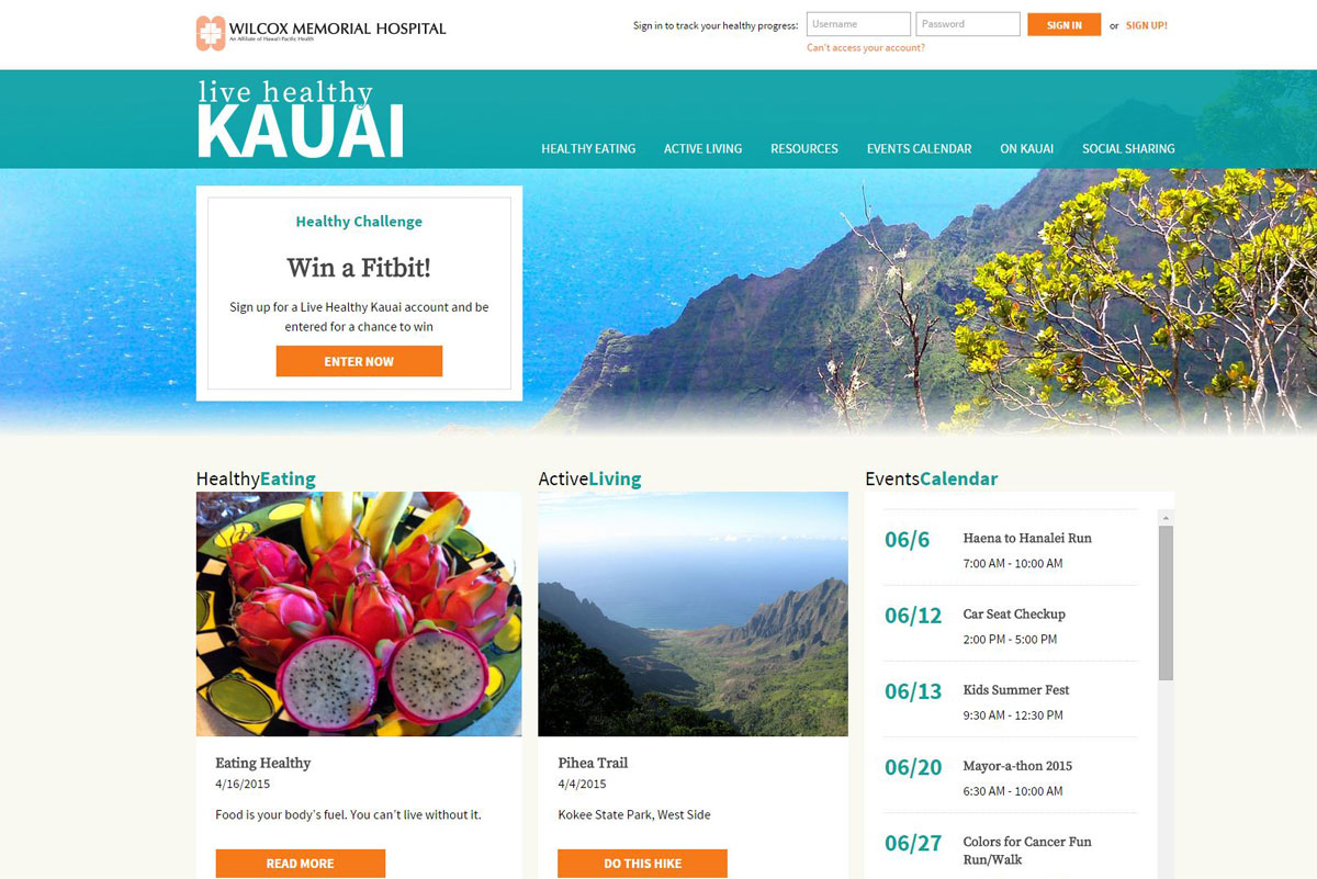 Healthier Kauai page screenshot