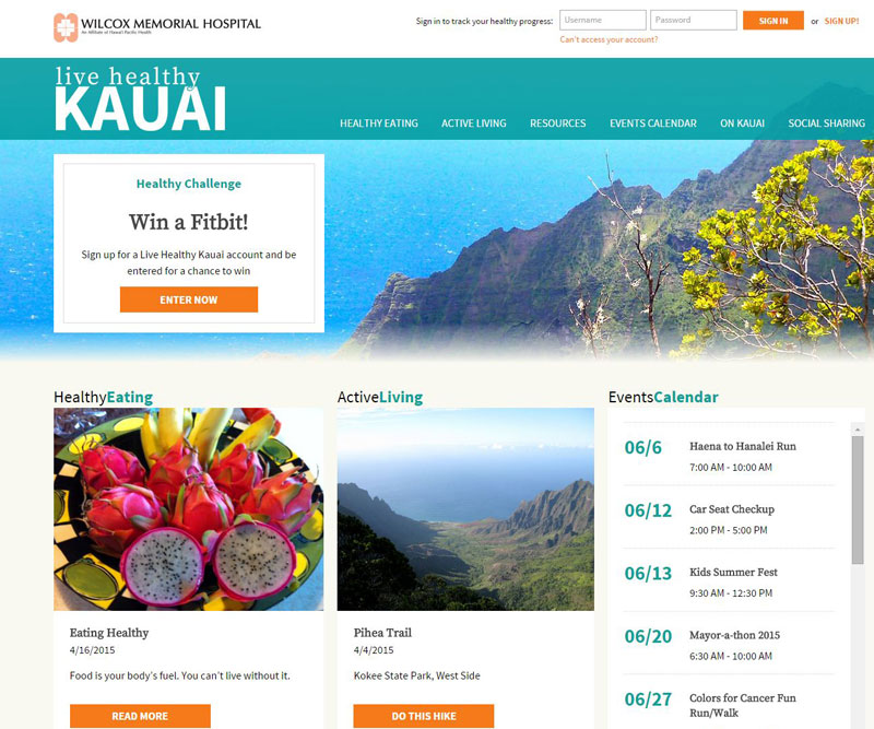 Healthier Kauai page screenshot