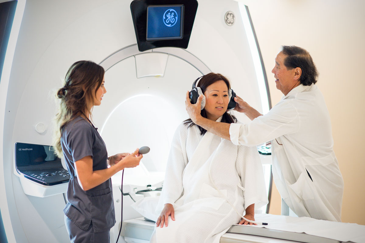 patient preparing for her MRI scan